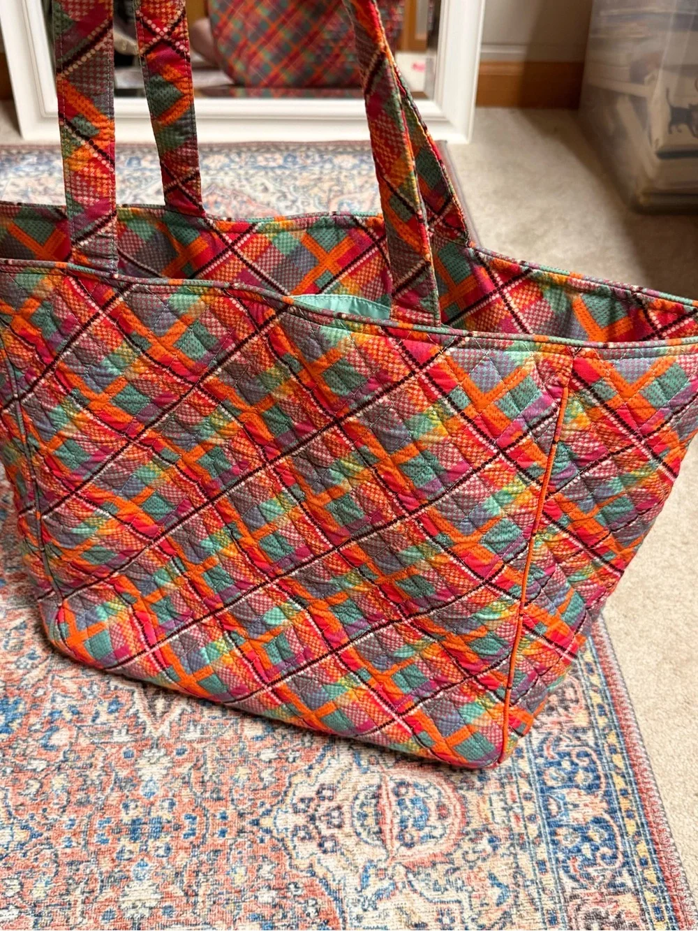 Vera Bradley Quilted Plaid Tote Rumba